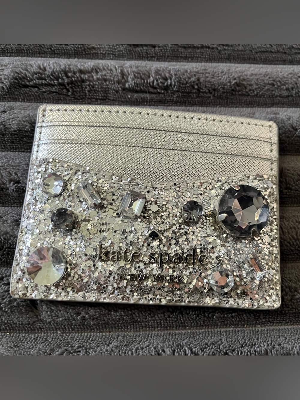 kate spade Silver Crystal Embellished Card Case